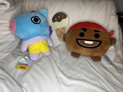 BRAND NEW BTS BT21 Line Friends Set Of 2 Shooky and Mang Plush 12  Kpop Round 1