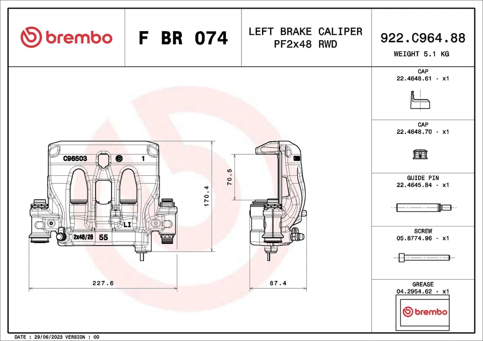 Fits Mercedes Sprinter 2.1 CDi 3.0 Brake Caliper Front Rear Left Brembo #1 - Image 3 of 4