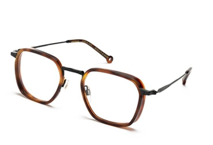 Lunettes de vue carrées marron bicolore, monture optique rétro au design géométrique