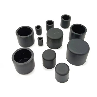 Silikon Gummi Kappe Schwarz Rund Rohrkappen Stuhlbeinkappen Endkappen 3mm-40.5mm