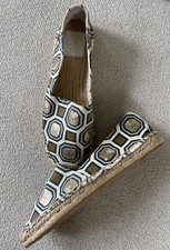 NEW TORY BURCH IVORY CECILY EMBELLISHED ESPADRILLE SEQUIN FLATS SIZE 7