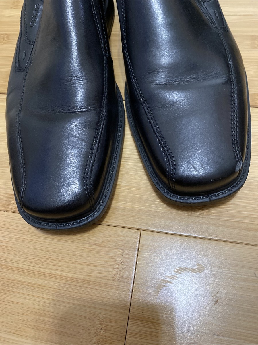 ECCO Mens SZ 45 / US 11 Black Leather Slip On Bike Toe  display picture 2