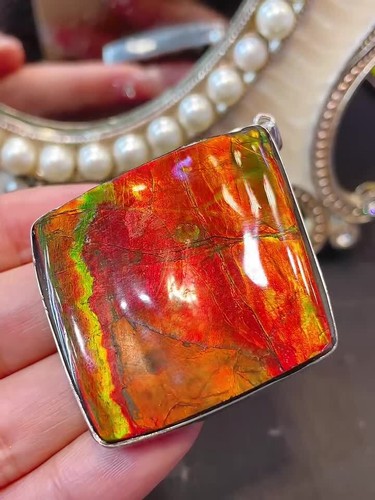 Natural Color Fossil Conch Crystals Quartz 925ag Alloys Inlay Reiki Pendant Gift - Video 1 of 1