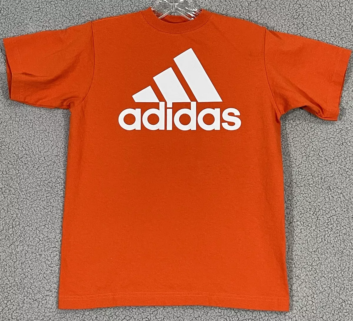 Adidas Badge Of Sport T shirt Boys Size Medium Short Sleeve Front Print Orange
