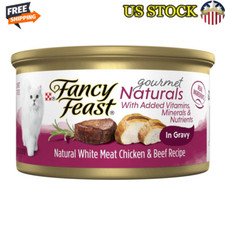 Gourmet Naturals Wet Cat Food Chicken Beef 3 Oz Cans 12 Pack Added Vitamins New 9.78 per gallon
