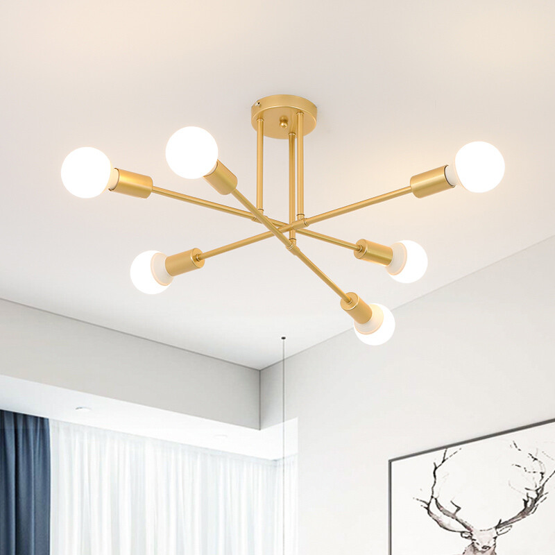 Modern Brass 6 Heads LED Chandelier Pendant Lighting Creative Ceiling