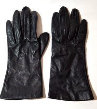 Vintage Gates Black Leather Ladies Gloves Size 7.5