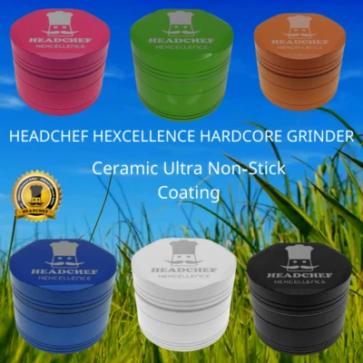 Headchef Hexellence Hardcore Non Stick 4 Part Metal Herb Grinder 62mm - NEW