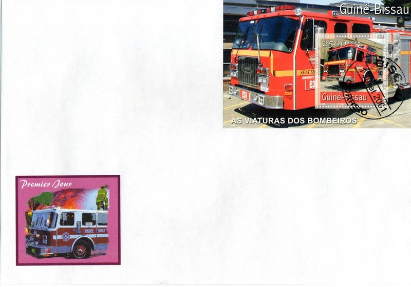 Guinea-Bissau Fire / FDC w/ S/S depicting Seattle E39 