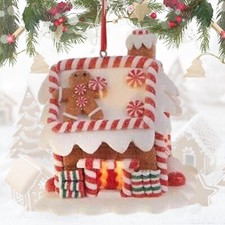 New Lighted Peppermint Candy Gingerbread House Ornament 1 3815534