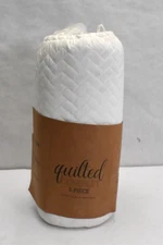 Quilted Coverlet King/Cal King 3 Piece Set White Ultra Soft Hypoallergenic