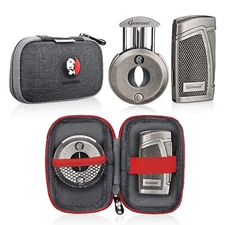 Cigar Lighter and Cutter Set Engraved Cigar Guillotine Lighter Sharpening Blade