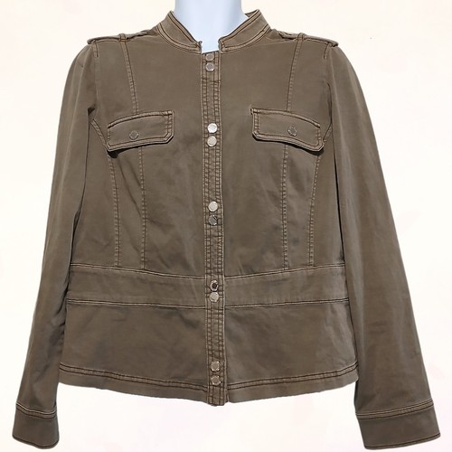 Vintage White House Black Market Double Snap Front Military Khaki Jacket Size 18 - Picture 2 of 16