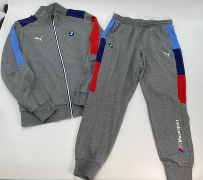 Puma BMW Motorsports Men's 2 Piece Gray Tracksuit Hoodie & Pants Medium