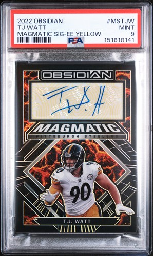 2022 PANINI OBSIDIAN MAGMATIC SIGNATURES #MSTJW TJ WATT 1/25 PSA 9 AUTO