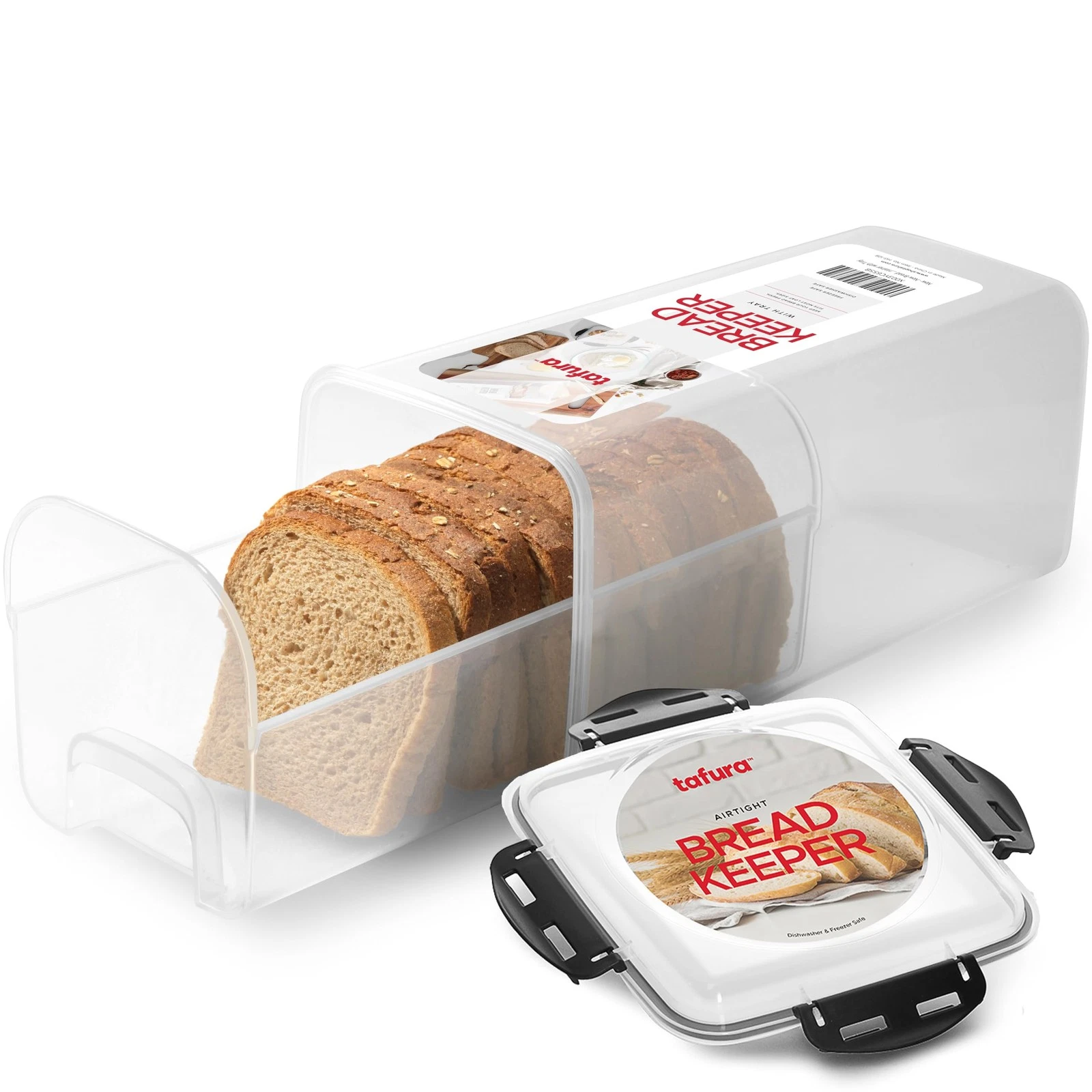 Tafura Bread Storage Container with Tray, Plastic Bread Box, Bread Container ...