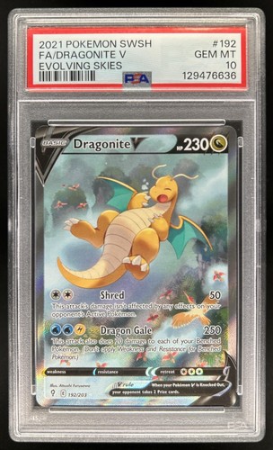 2021 Pokemon SWSH Evolving Skies Dragonite V #192/203 PSA 10 GEM MINT