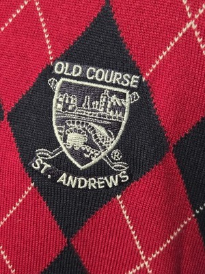 VTG Tom Morris Of St Andrews Golf Vest  XL Red Argyle 100% Italian Merino Wool 
