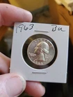 1963 P Washington Quarter BU 90% Silver USA 🇺🇸