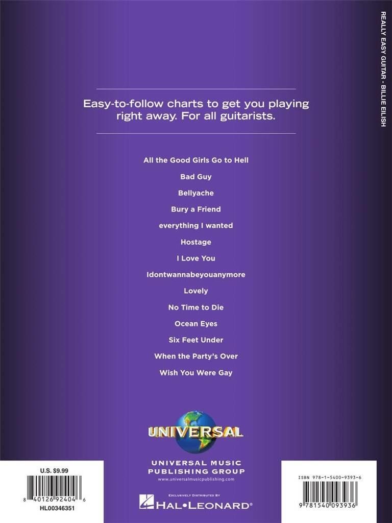 Billie Eilish: Really Easy Guitar Songbook for Beginners | Guitar Sheet Music with Chords, Lyrics and Basic TAB | 14 Billie Eilish Songs for Easy ... 14 Songs with Chords, Lyrics & Basic Tab - Image 4