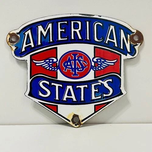 American States Porcelain Enamel Classic Vintage Sign 5" x 6" Inch