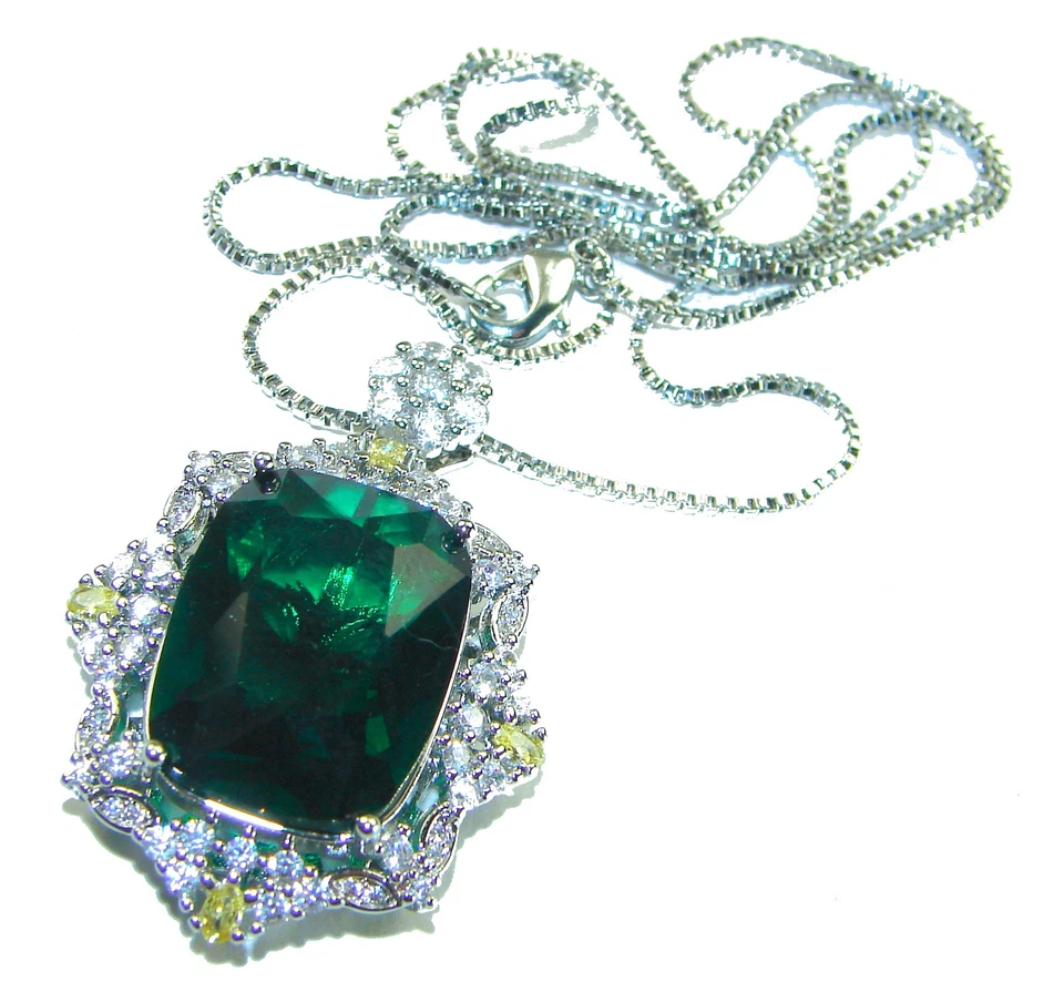 925纯银镀铬透视项链27.2克拉绿色宝石16.80克 — 第 3/4 张图片