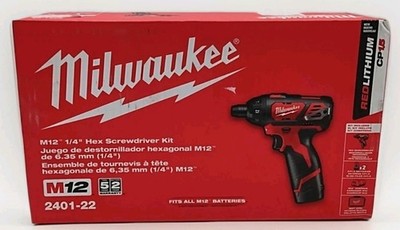 New: Milwaukee 2401-22 M12 12V Lithium-Ion Cordless 1/4 Hex Screwdriver (T4-A8)