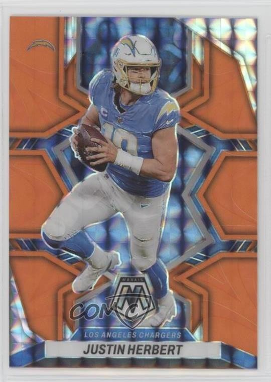 2022 Panini Mosaic Reactive Orange Mosaic Prizm Justin Herbert #101 12lq