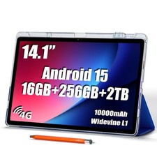 14 inch Large Screen Tablet, Android 15 Tablet 16GB RAM 256GB 14 inch, Blue