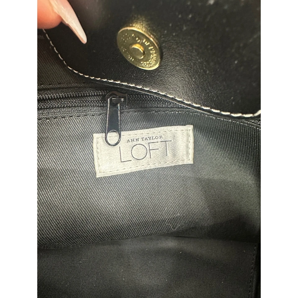 Bolso de Hombro Ann Taylor LOFT Tejido a Lunares Cartera Acentos Dorados Foto 4 de 4