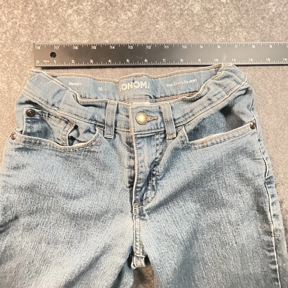 Jean SONOMA para niñas talla 10 W22 L25 Goods for Life pierna recta holgada tiro alto Foto 4 de 4