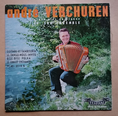 André VERCHUREN: Gitarre und Tamburin 7'' EP FESTIVAL FY 45.2115 S Musette 1959