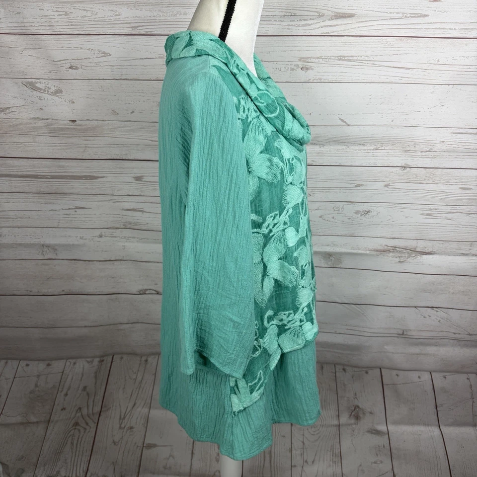 Женская туника Ava мягкое окружение размер большой зеленый вышитый рукав 3/4 - Изображение 4 из 4