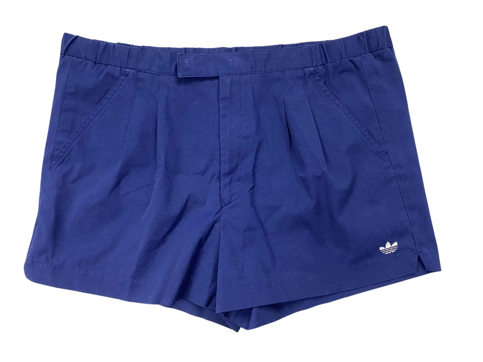 Vintage 80s Adidas Tennis Shorts Mens Tag 34 Fits 37 Navy Blue Pleated Trefoil