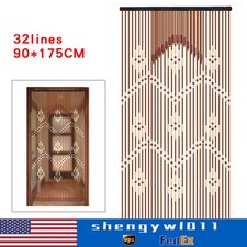 Bamboo Wooden Bead Curtain for Doorway, String Door Curtains Beaded 32 Lines