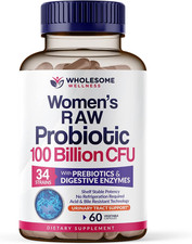 Women  s Raw Probiotic 100 Billion CFU   Prebiotics  Digestive Enzymes   60 Caps
