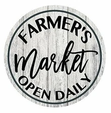 Farmers Market Open Daily Farmhouse Rustic Metal Sign