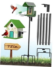 Bird Feeder Pole – 75 Inch Height Bird House Pole with 1-Inch Dia Heavy 75 IN