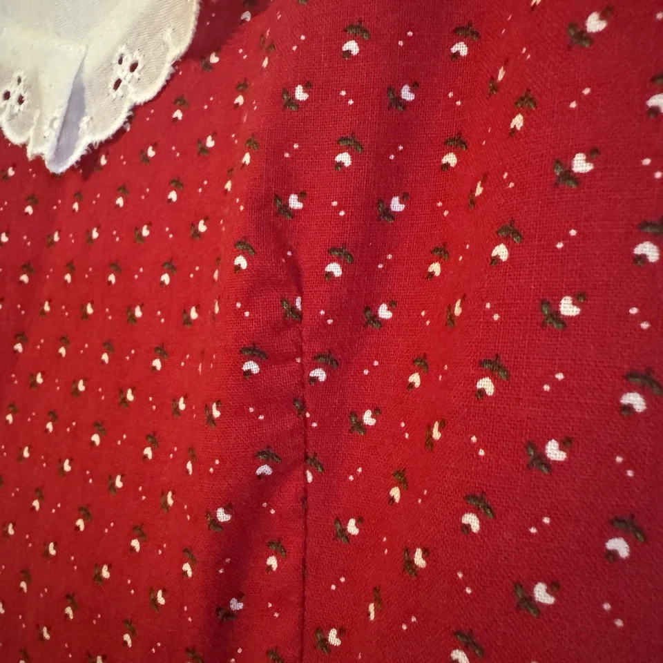 Vintage 90s Dress Girls Size 6/8 Floral Ruffled Prairie Handmade Christmas - Image 4 of 4