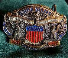 Vintage Belt Buckle 200th Anniversary 1787-1987 USA Constitution Commemorative