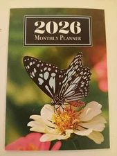 2026 Monthly Calendar Planner 32 Pages 6.75" X 9.5" Butterfly Flower Scene Cover