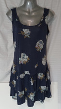 Lola's Room Jersey Knit Dress Size Large Navy Blue Floral Rose Y2K Boho