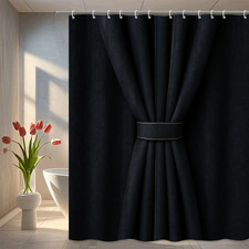 Elegant Dark Blue Shower Curtain with Modern Design