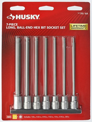 #ad Husky H3DSAELBBS7PCN 7 Piece Long Ball Hex Bit Socket Set for Recessed Fasteners $20.78