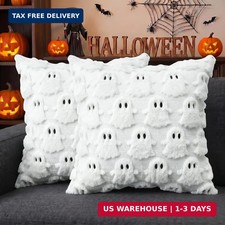 AVOIN colorlife Halloween Ghost White Throw Pillow Cover Set of 2, 18 x 18 Inch