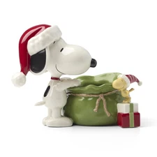 897751 Snoopy Christmas Santa Sack Candy Bowl, Christmas Dishes, Festive Holi...