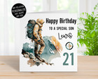 Personalised mens hiking trekking mountaineering birthday card any age relation