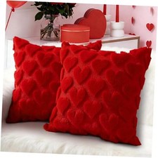 Valentines Day Decorations Pillow Covers - 18x18 inch 18" x 18" Pack of 2 Red