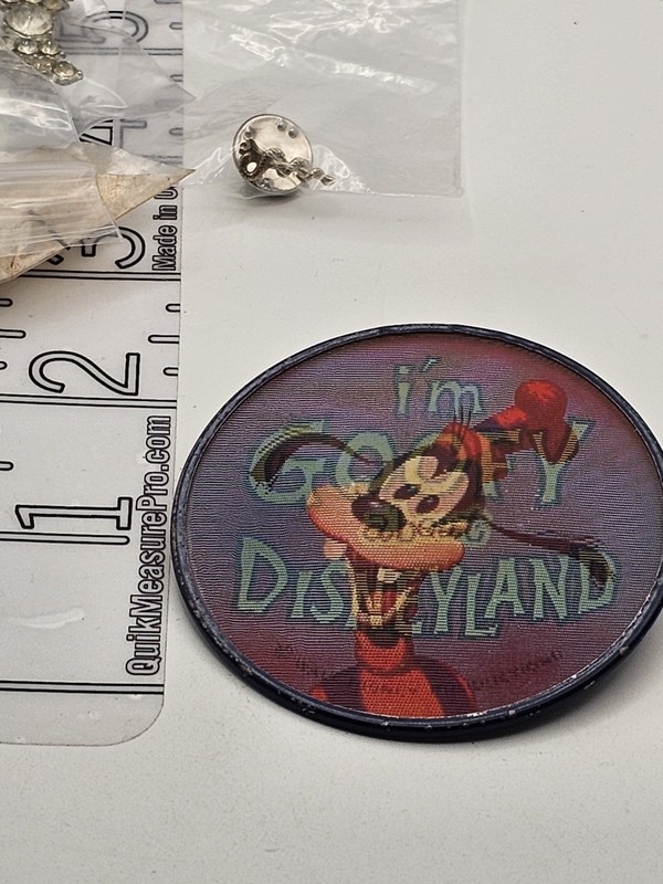 Vintage Goofy I'm Goofy About Disneyland lenticular button 3D 1950-1960 Pin 