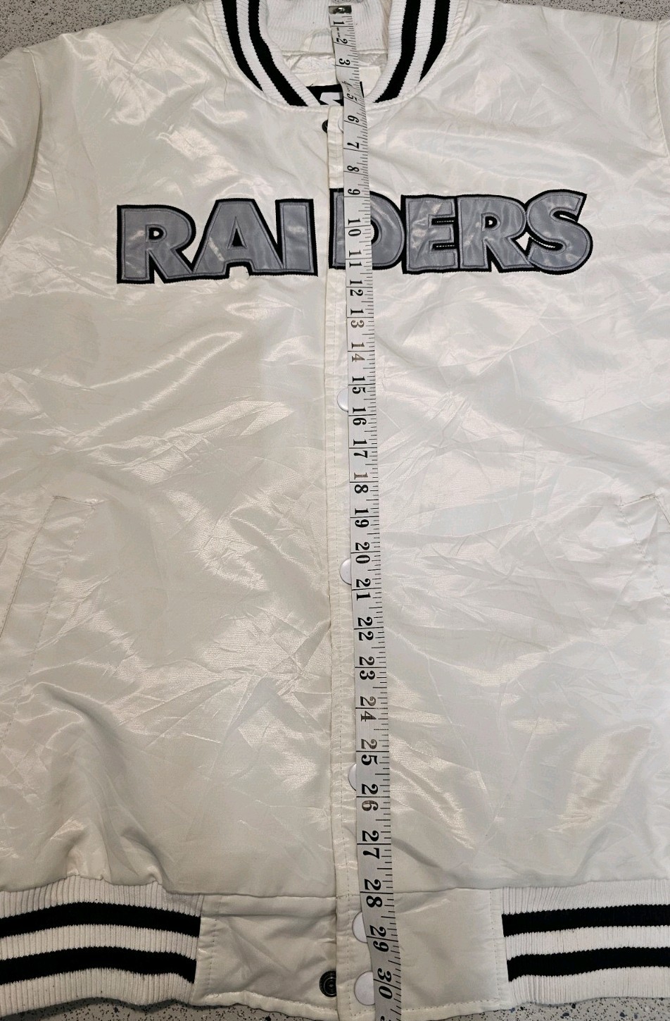 Las Vegas Raiders  Oakland Los Angeles  NFL Starter White Satin Bomber Jacket XL image 9